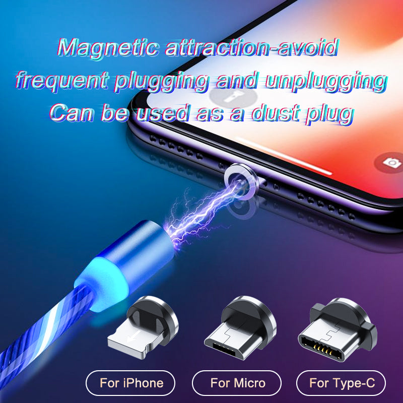 Magnetic Charging Cable Streamer Fast Charging Cable Lighting Micro USB Cable LED Magnet Charger Type-C Cable - Zenful Living